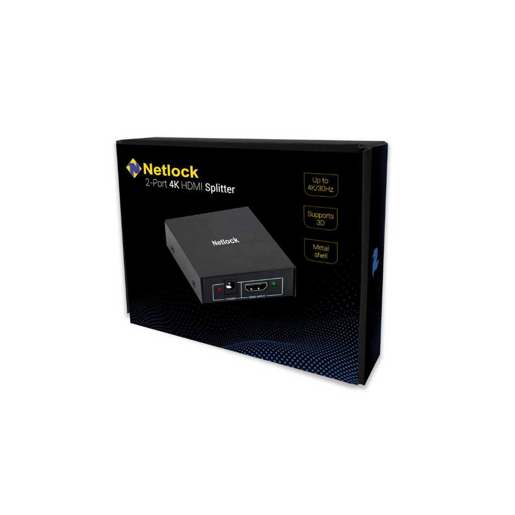 Splitter HDMI 1x2 4k 30hz metálico con alimentador