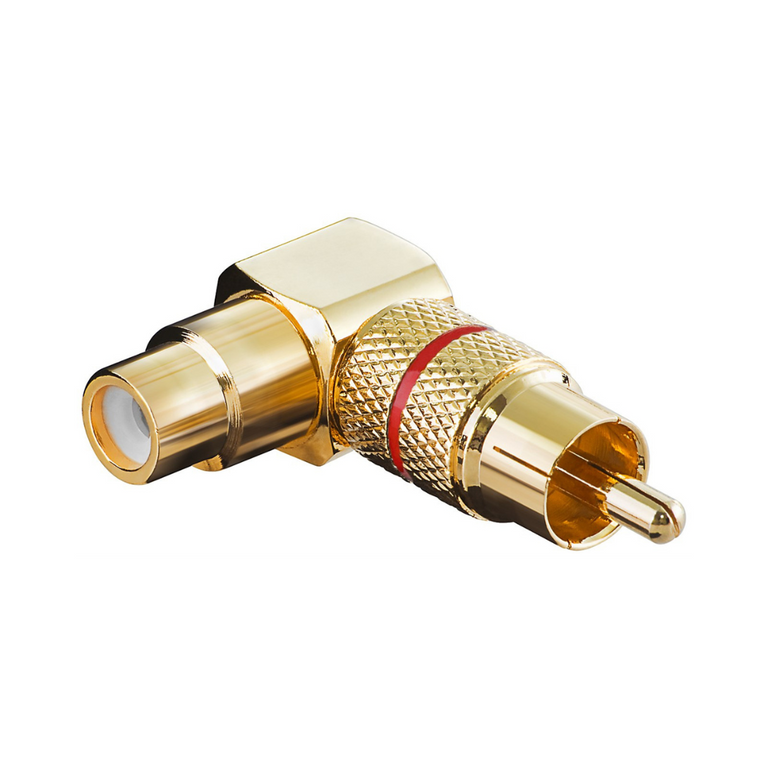 Adaptador RCA macho/fêmea angulado vermelho