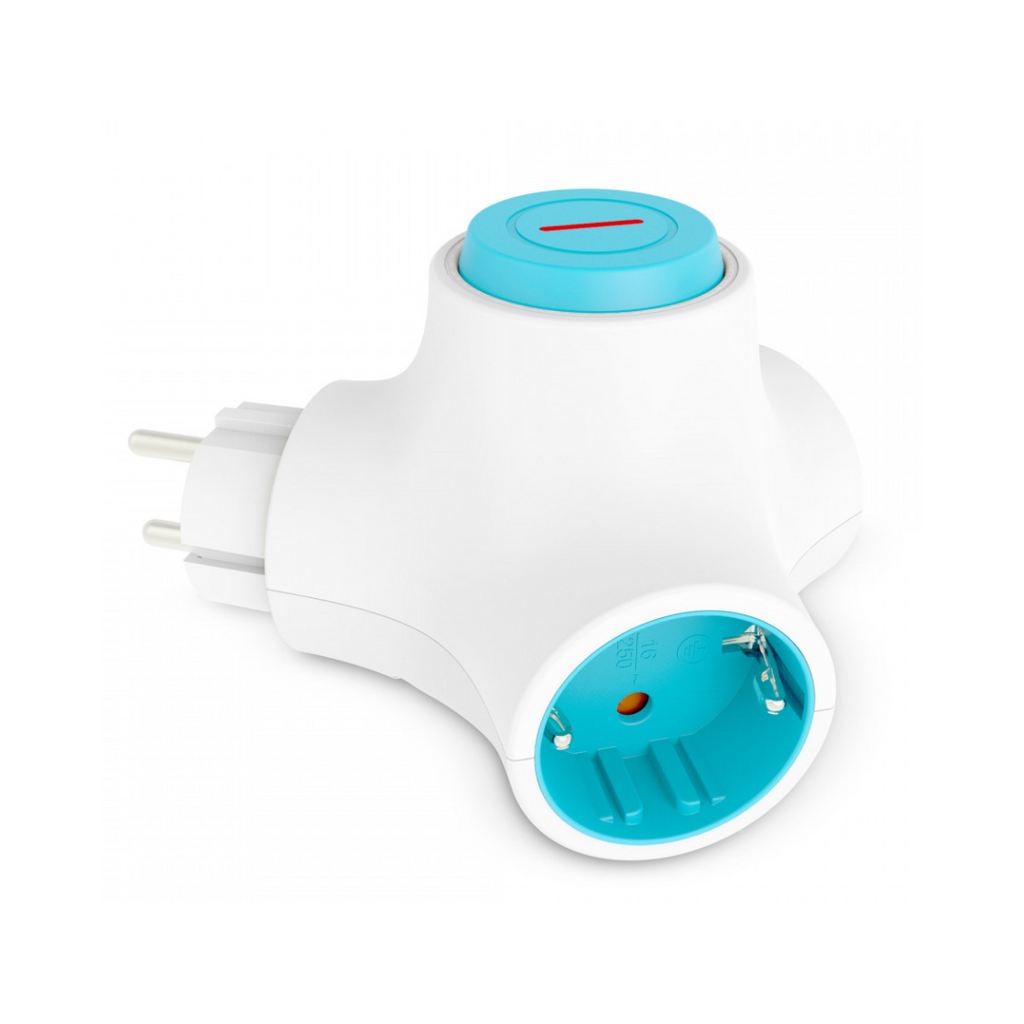 Molecule KSIX modular socket, 2 power outlets, safety shutter, blue