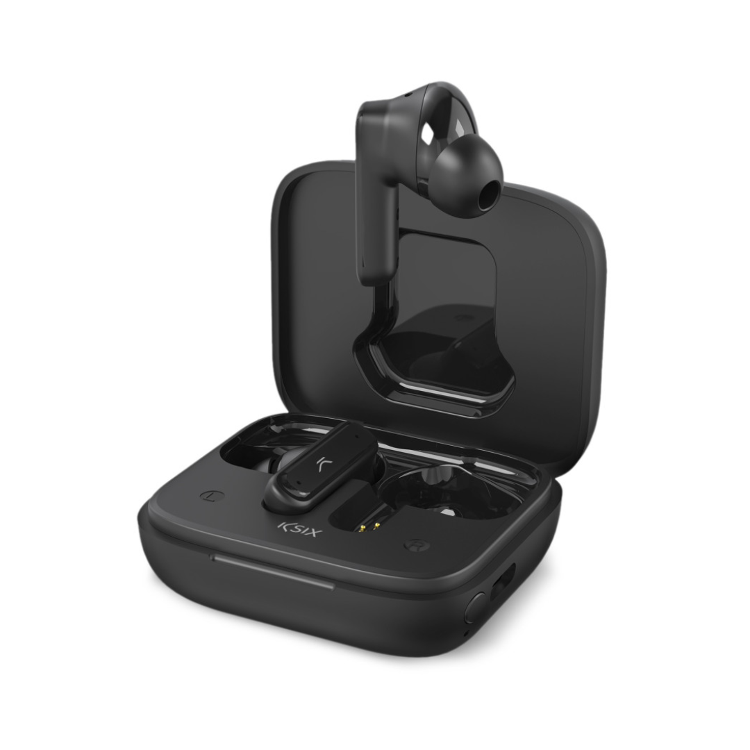 Auriculares inalámbricos KSIX Vision, Pantalla TFT 2,01’’, ANC, Aut. 6+20 h, Control táctil, Llamadas, Asist. de voz, Negro