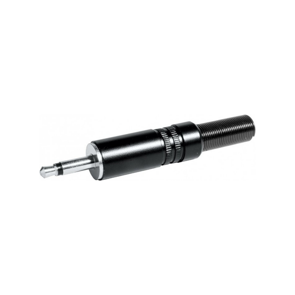 Conector mini jack mono macho de 3,5 mm para soldadura.