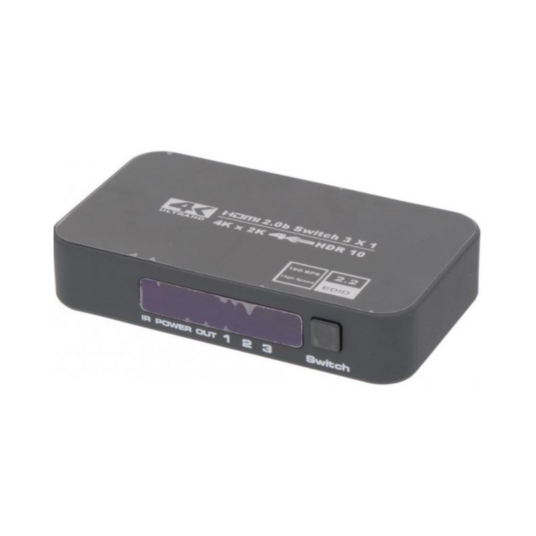 Switch 3x1 4K@60Hz HDCP2.2 | 3840x2160P/60HZ (4K@60Hz) | Black 