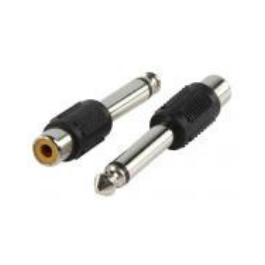 Conector macho mono de 6,35 mm para RCA fêmea com revestimento plástico