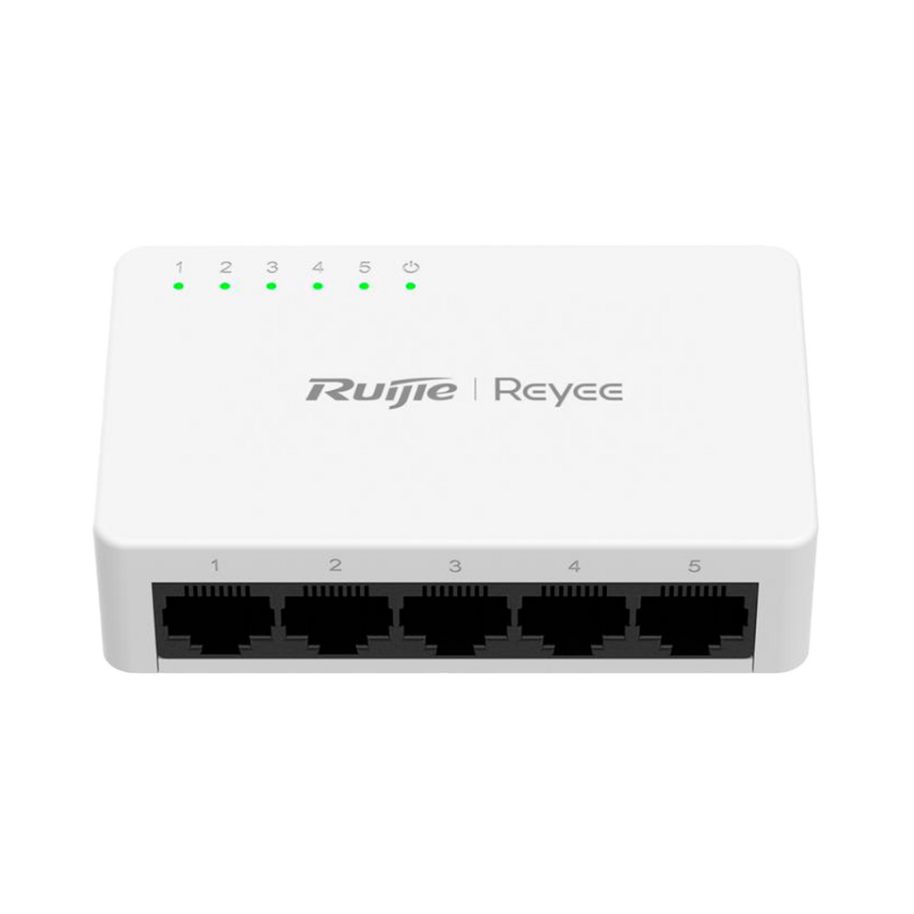 Reyee Desktop Switch, Plastic Housing, 5 RJ45 Ports, 10/100/1000 Mbps Speed, Plug and Play 