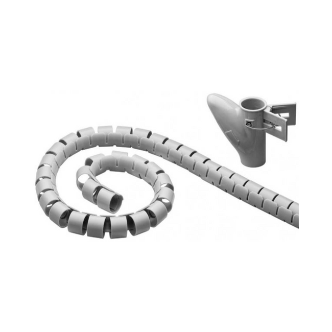 Organizador de cabos em espiral cinzento de 2,5 m - com fecho - capa para cabos