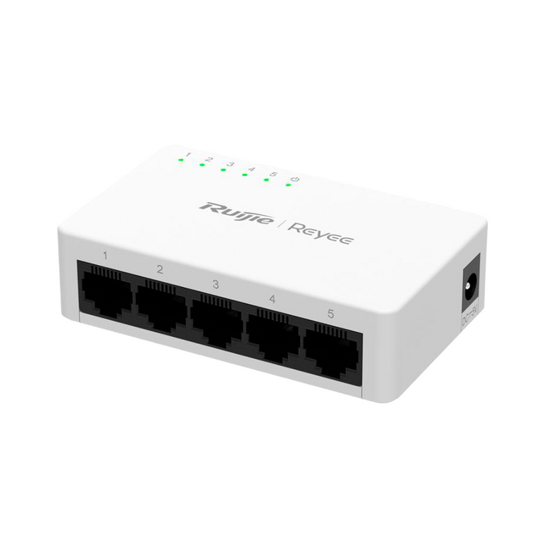 Reyee Desktop Switch, Plastic Housing, 5 RJ45 Ports, 10/100/1000 Mbps Speed, Plug and Play 