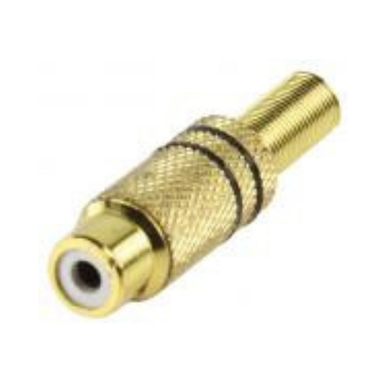 Conector RCA fêmea com anel preto para soldadura