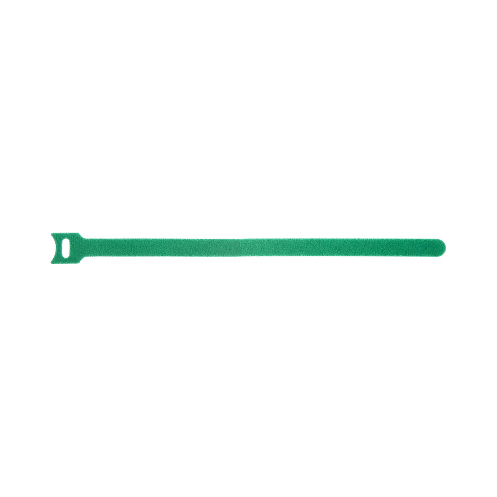 Abraçadeiras de velcro reutilizáveis, verdes, pacote de 100 unidades.