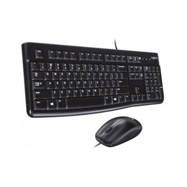 Pack Teclado ISO ES + Ratón - Logitech Desktop Mk120, Cable, USB, Negro