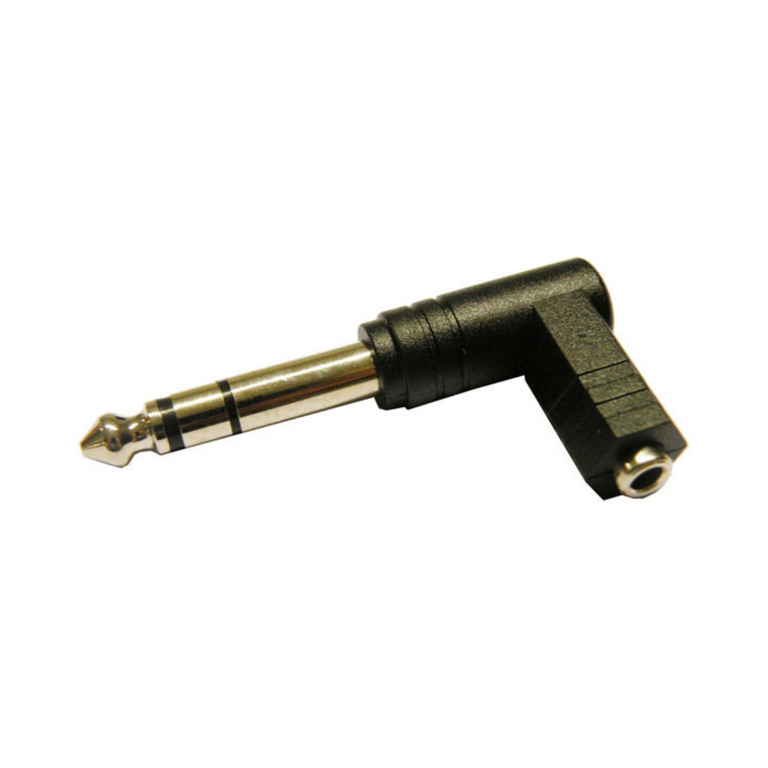 Conectores de áudio com adaptador angular de 6,35 mm macho ST para 3,5 mm fêmea