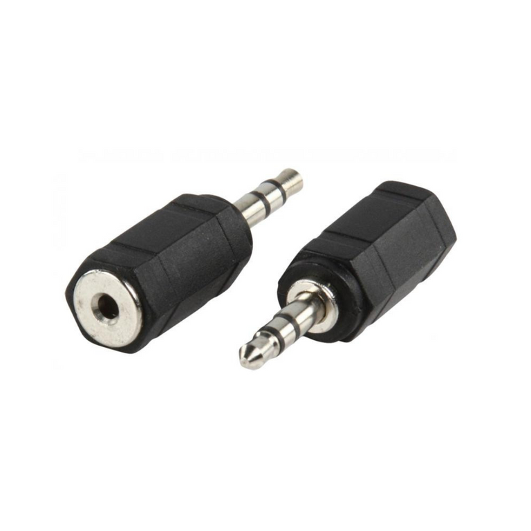 Adaptador de áudio para microfone com conector mini jack estéreo macho de 3,5 mm para conector fêmea de 2,5 mm