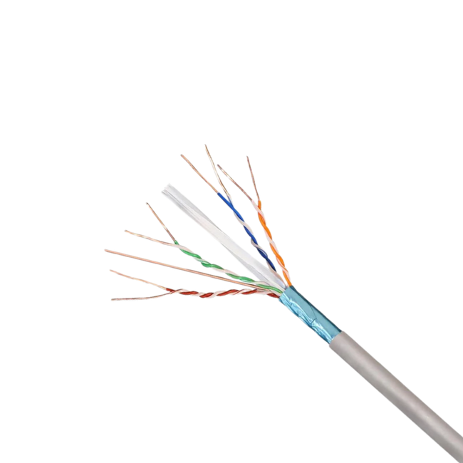 Bobina de cable de 100m Cat 6 FTP rígido color gris 100% cobre