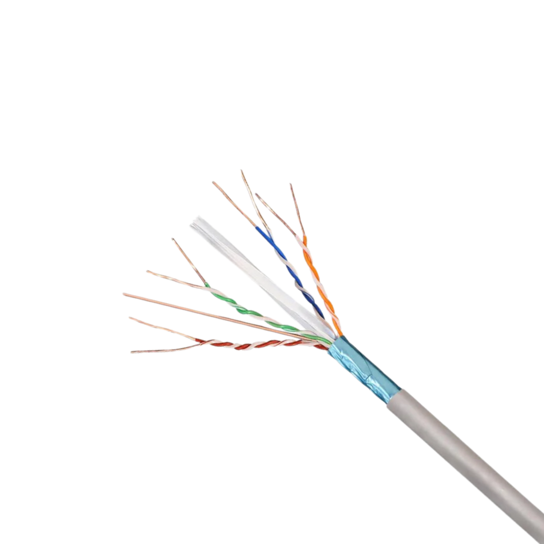 Bobina de cable de 100m Cat 6 FTP rígido color gris 100% cobre