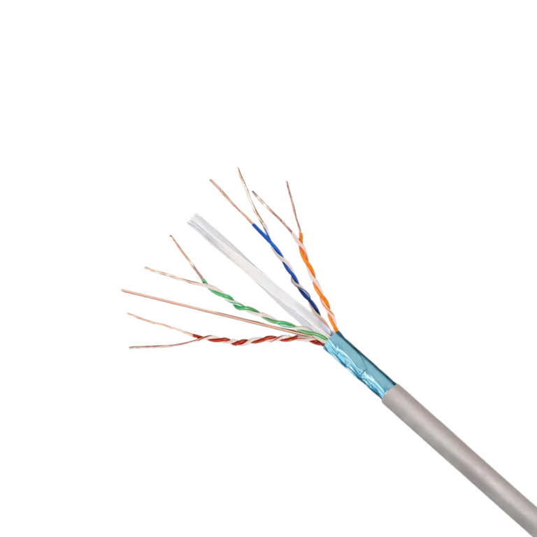 Bobine de 100m de cabo rígido Cat 6 FTP, cor cinzento, 100% cobre.