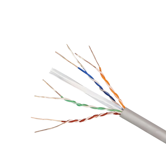 Bobina de cable red UTP CAT6 gris de cobre 100% sólido 26awg