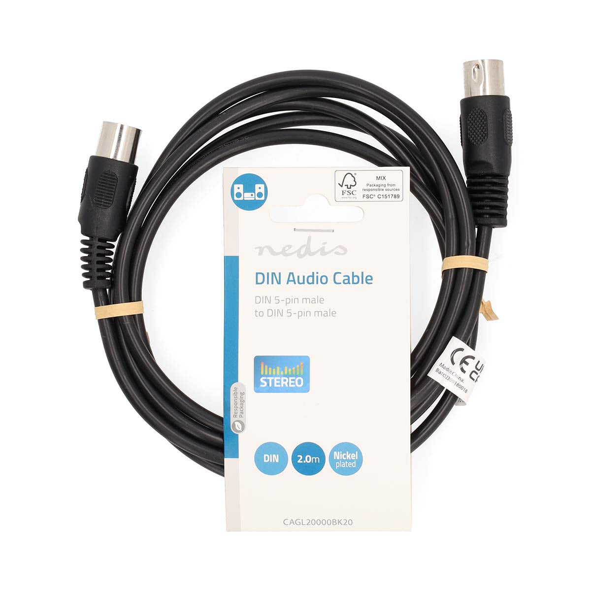 Cable de Audio DIN 5 pines macho | DIN 5 pines macho | Niquelado | Redondo | PVC | Negro