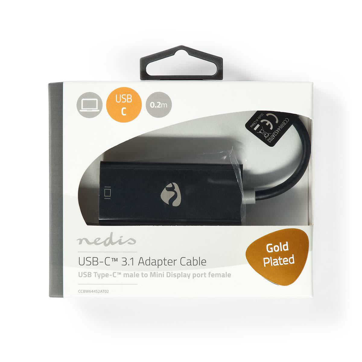 Adaptador USB-C™  USB 3.2 Gen 1 | USB-C™ Macho | Mini DisplayPort Hembra | 0.20 m | Redondo | Chapado en oro | PVC | Antracita