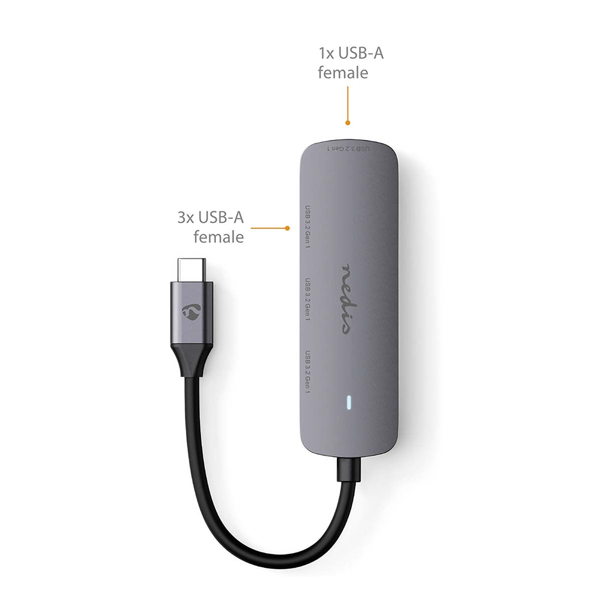 Concentrador USB 1x USB-C™ | 4x USB A Female | 4-Port port(s) | USB 3.2 Gen 1 | Alimentado por USB | 5 Gbps