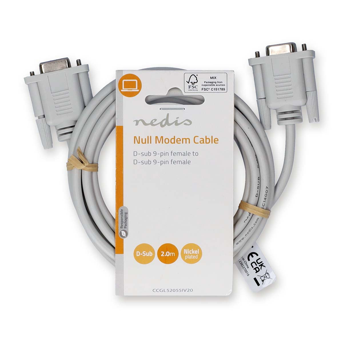 Cable de Módem Nulo | D-SUB 9 pines hembra | D-SUB 9 pines hembra | Niquelado | 2.00 m | Redondo | PVC | Marfil