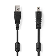 Cabo USB 2.0 | USB-A Macho | UC-E6 8 pinos Macho | 480 Mbps | Niquelado | 2,00 m | Redondo | PVC | Preto