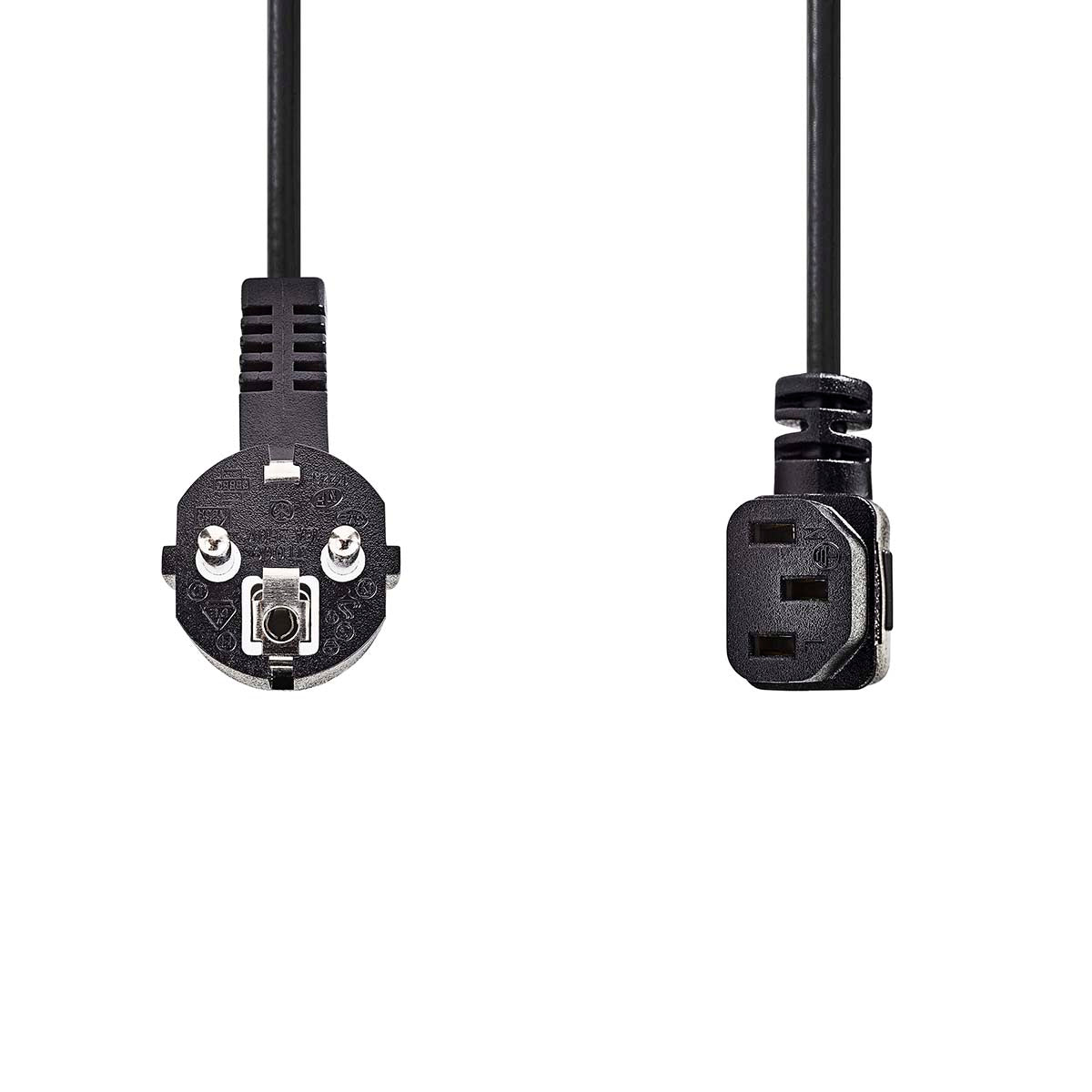 Cable Alimentación IEC-320-C13 Angulado <-> Angulado Negro
