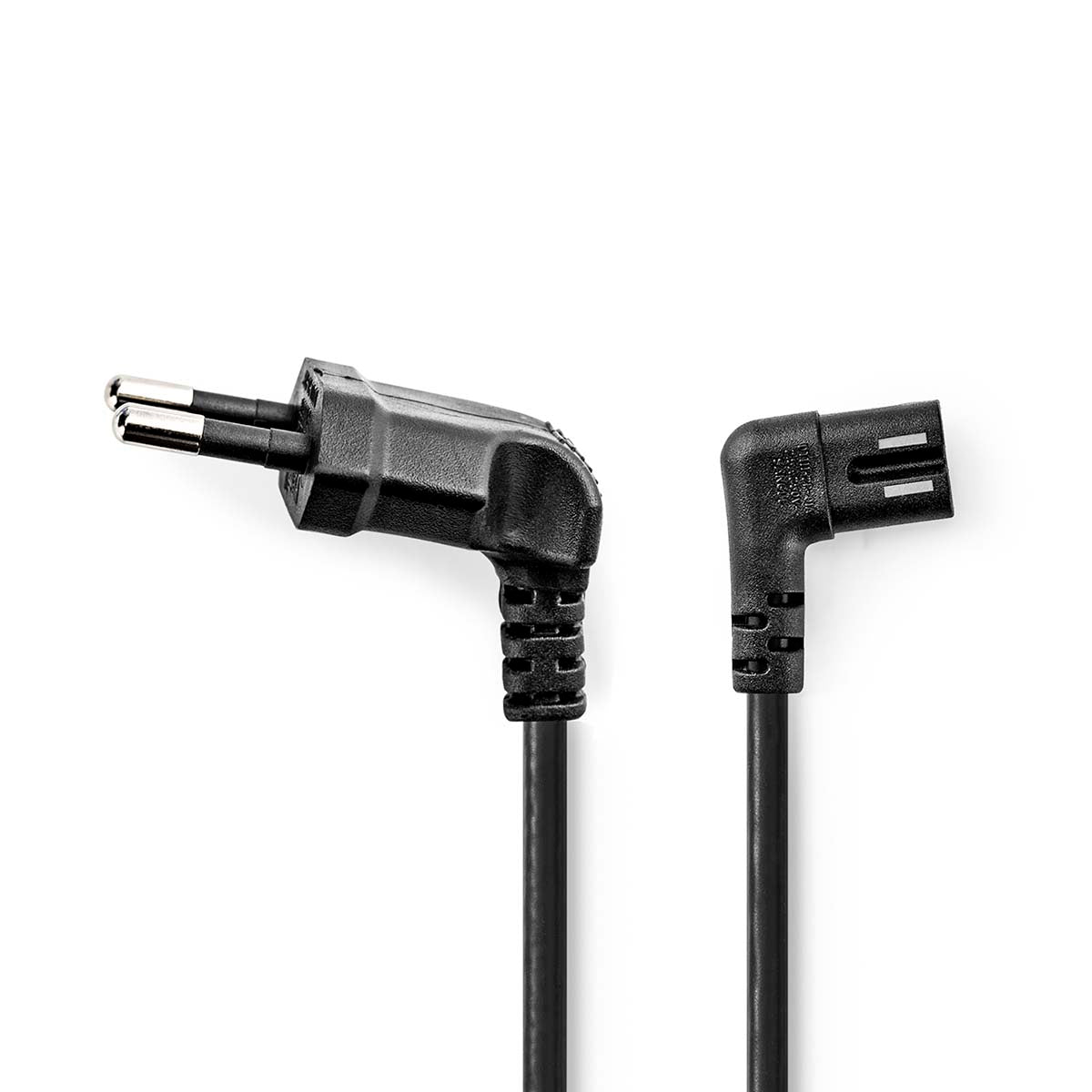 Cable de Alimentación Euro Masculino IEC-320-C7 Angulado 2 m Plano Negro