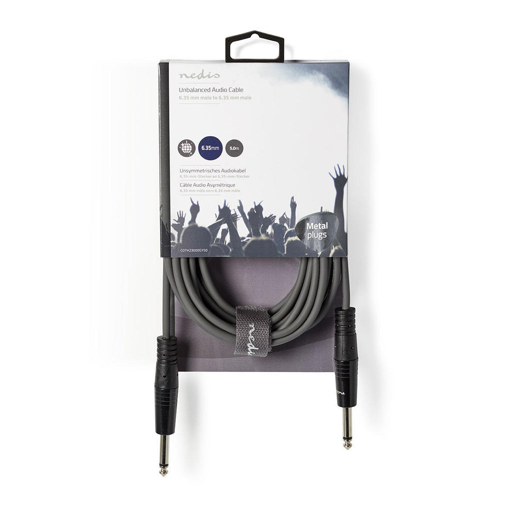 Cable de Audio No Balanceado | Jack 6,35 mm Macho a Macho - Gris