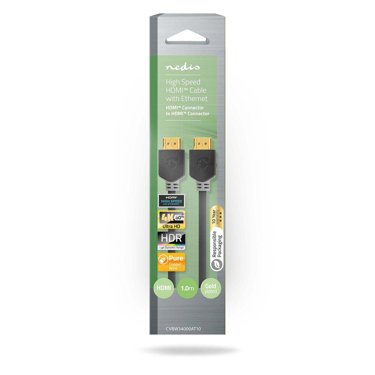 Cable Hdmi de Alta Velocidad con Ethernet | Conector - 1,0 m Antracita
