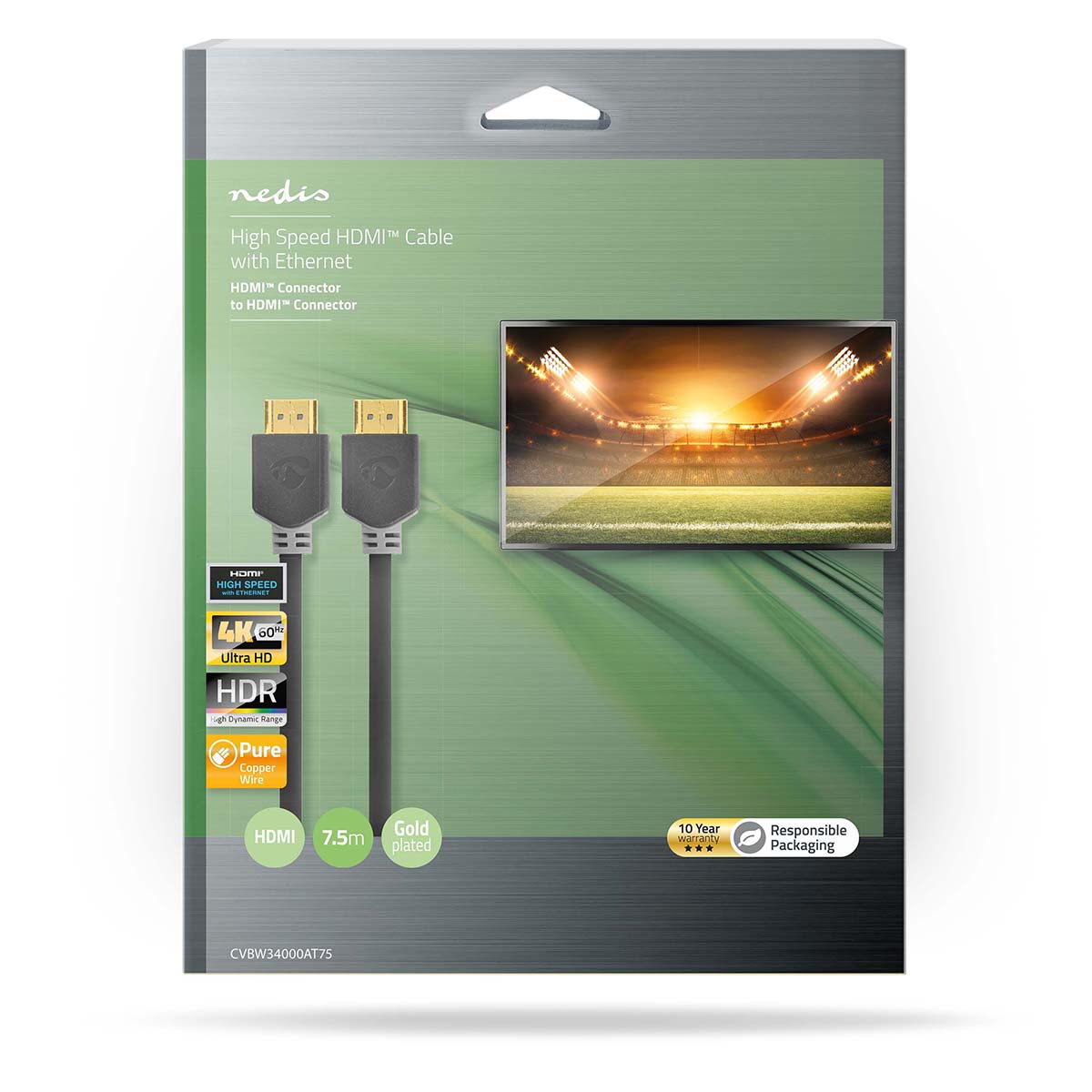 Cable HDMI de Alta Velocidad con Ethernet | Conector - 7,5 m Antracita