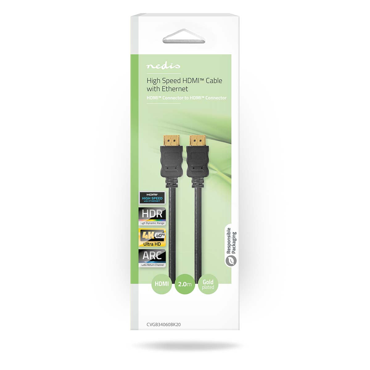 Cable Hdmi de Alta Velocidad con Ethernet | Conector Hdmi - 2,0 m Negro