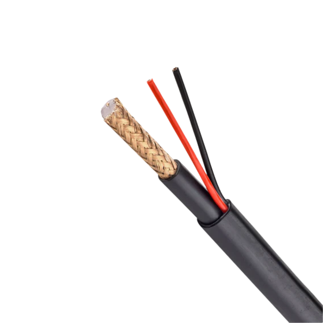 Combined Cable - Rg59 + Power Supply Roll of 100 Meters Black Exterior Cover Lszh Compatible with Con100hd Connector 