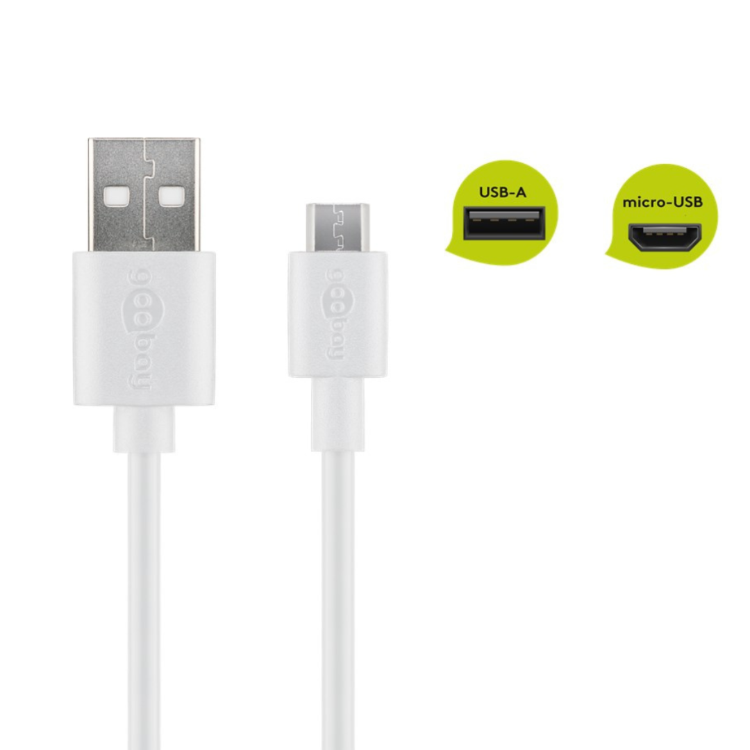 Cabo Micro USB de 2m para carregamento e sincronização rápidos