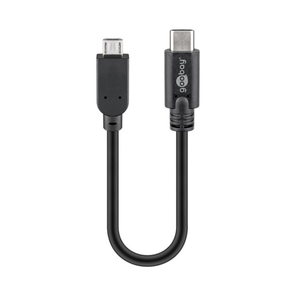 Cabo USB-C para Micro 2.0, 0,2 metros, preto