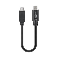 Cabo USB-C para Micro 2.0, 0,2 metros, preto