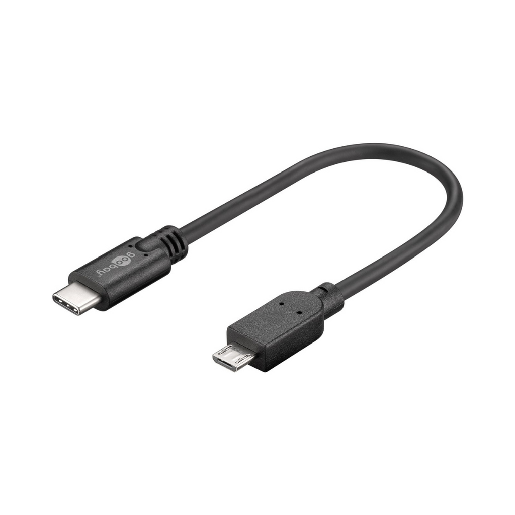 Cabo USB-C para Micro 2.0, 0,2 metros, preto