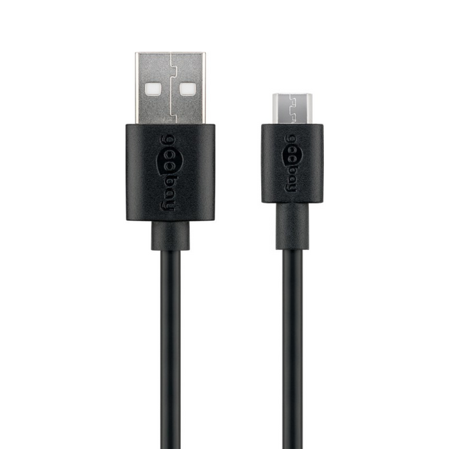 Cabo Micro USB preto de 1 m para carregamento e sincronização