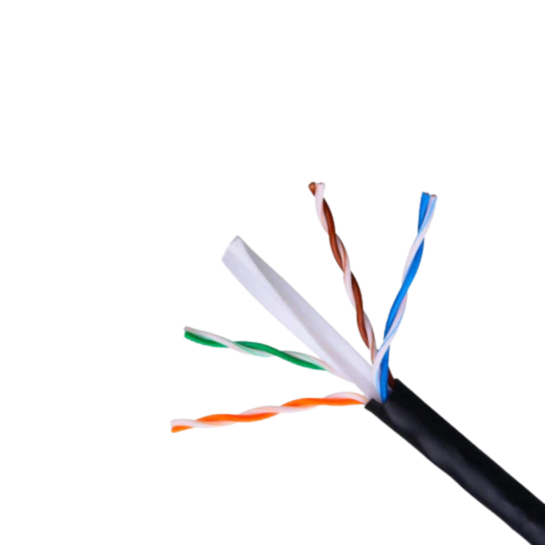 Cable de red Exterior Impermeable Rj45 Cat.6 UTP, Negro, Bobina 305 Metros Cobre