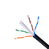 Cable de red Exterior Impermeable Rj45 Cat.6 UTP Rígido Awg24, Negro, Bobina 100 Metros 100% Cobre Para la Instalación, Resiste