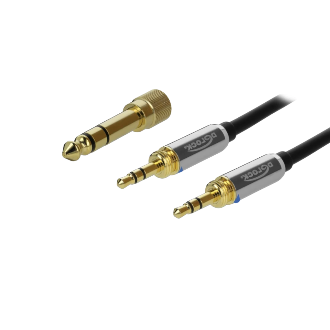 3.5mm Stereo Cable, 3 Pin Male to Male with Screw Adapter, 3m 