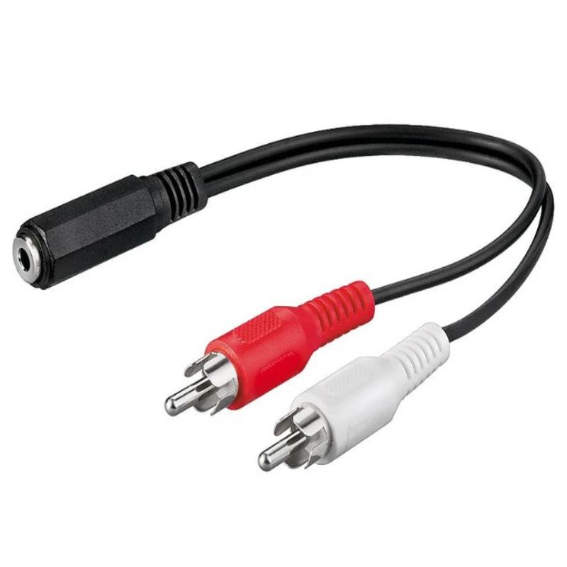 Adaptador de cabo minijack fêmea para 2xRCA macho de 0,20