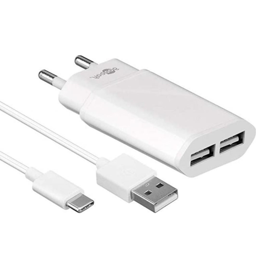 Cargador con Cable Micro Usb Blanco de 1m