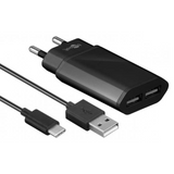 Juego de cargador mas cable USB tipo C de 1 metro negro