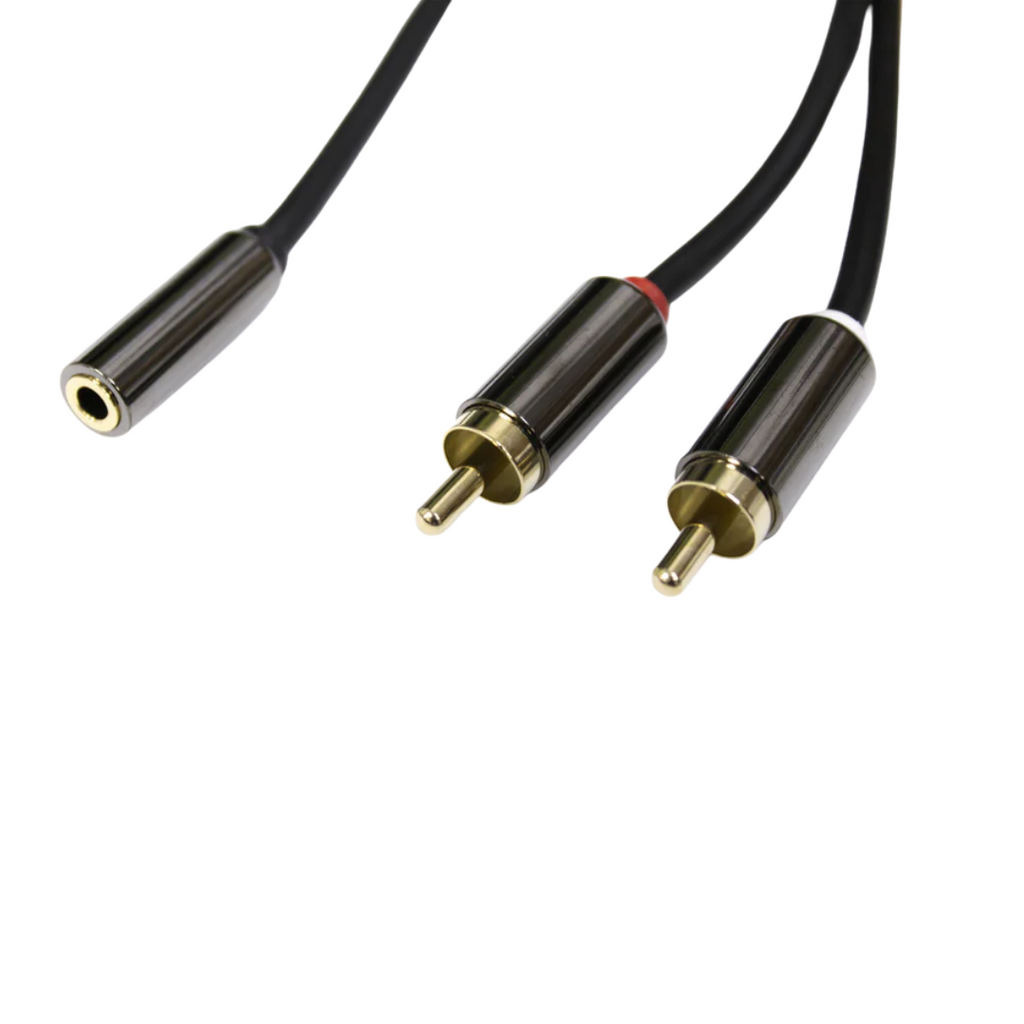 Minijack estéreo fêmea de 3,5 mm para 2 conectores RCA macho de 0,20 mm