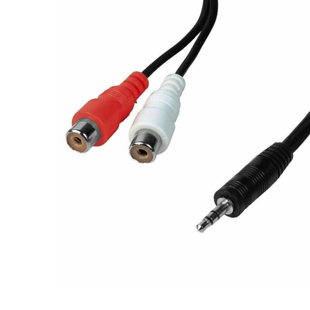 Adaptador de conector mini-jack estéreo de 3,5 mm para 2xRCA fêmea de 5,0 m