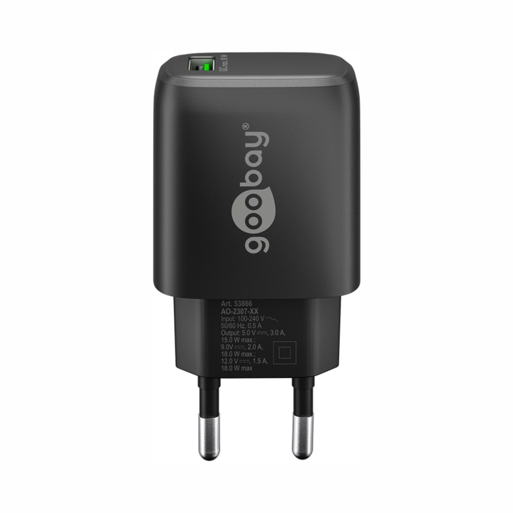 USB-A QC Fast Charger Wall Charger (18W) Black