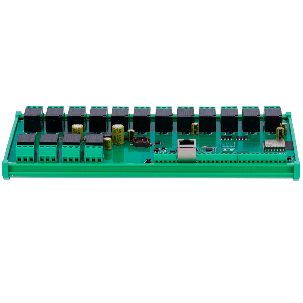 Módulo de adquisición y control de datos | 16 entradas digit. / 16 salidas de relé (NA/NC) | Protocolos: Modbus/TCP, TCP/IP, UDP, HTTP,...  | Servidor web integrado | 1 puerto Ethernet 10/100 Base-TX, 1 puerto WiFi | Montaje en carril DIN