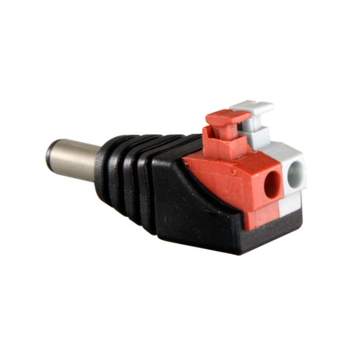 Conector DC macho de fácil conexionado Salida +/ de 2 terminales 38 mm (Fo) 13 mm (An)
