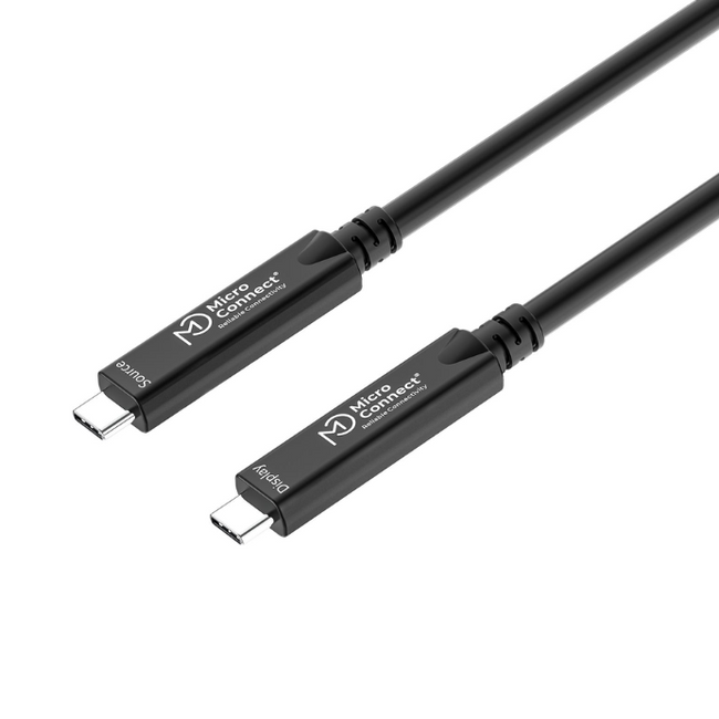 Cabo USB-C para USB-C de 15 m, fibra premium, bidirecional. 10 Gbps, 8K, 40 W.