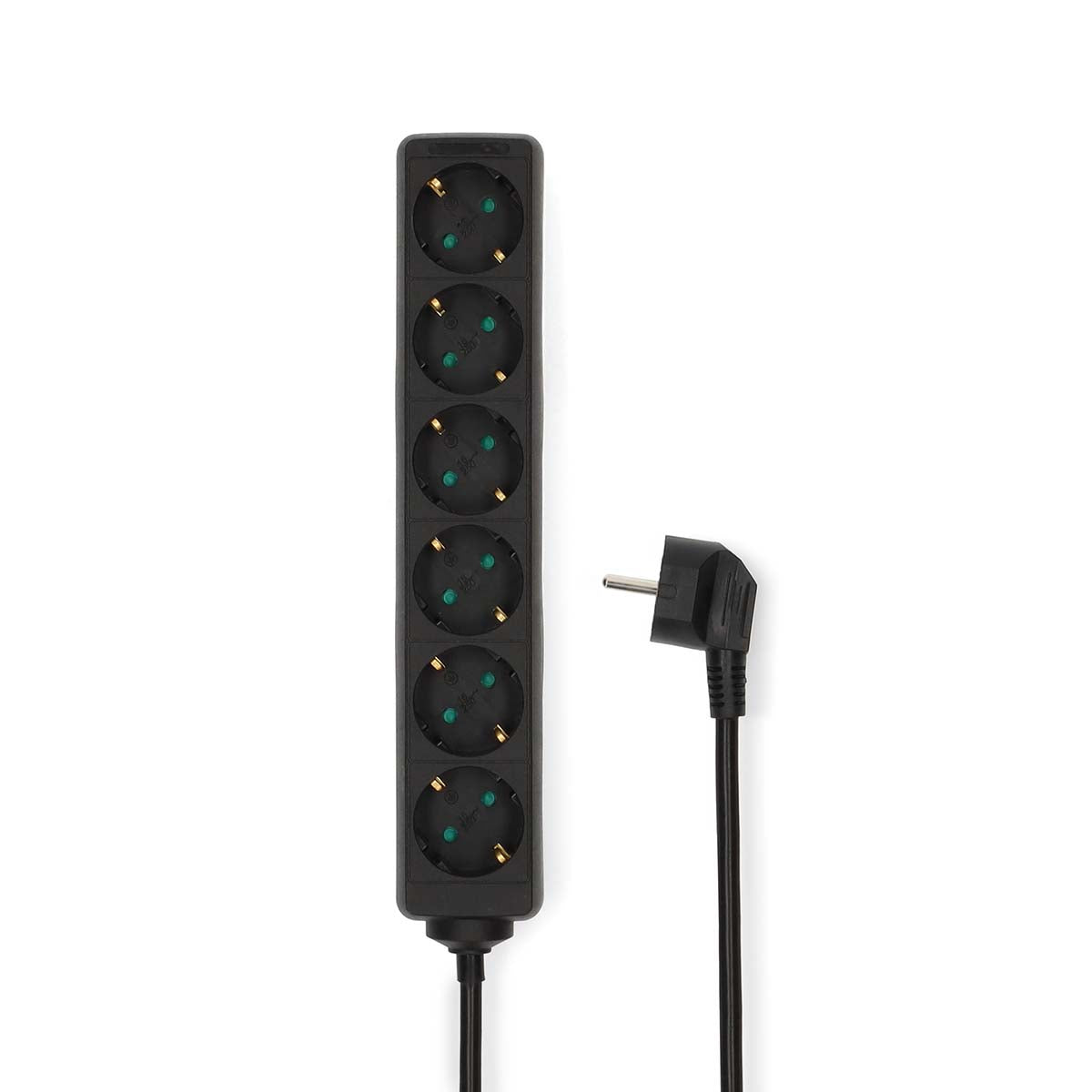 Regleta 6 tomas Negra 1,50 m  cable | 3680 W | 16 A