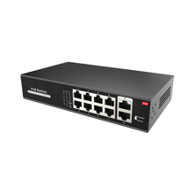 Switch PoE com 8 portas PoE + 2 portas de uplink RJ45 